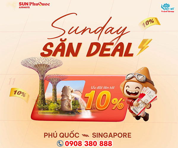 Sun PhuQuoc Airways﻿ giảm 10% vé đi Singapore