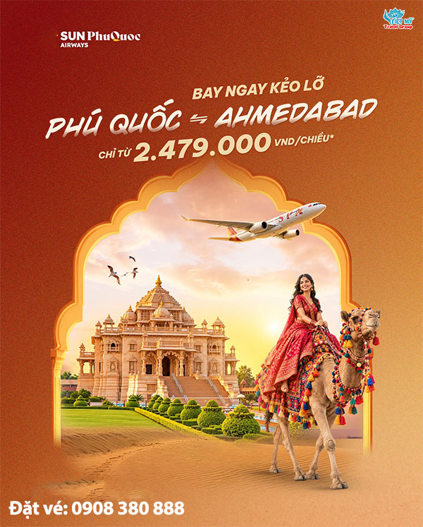 Sun PhuQuoc Airways﻿ ưu đãi vé đi Ahmedabad