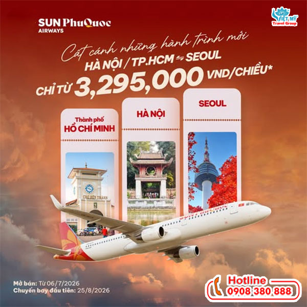 Sun PhuQuoc Airways ưu đãi vé đi Quốc tế